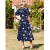 Zeagoo Womens Summer Dresses 2026 Casual Midi Dress Flowy Sundress Ruffle Short Sleeve Tiered Dresses A Line Boho Dress(Navy Floral 01)