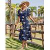 Zeagoo Womens Summer Dresses 2026 Casual Midi Dress Flowy Sundress Ruffle Short Sleeve Tiered Dresses A Line Boho Dress(Navy Floral 01)
