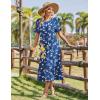 Zeagoo Womens Summer Dresses 2026 Casual Midi Dress Flowy Sundress Ruffle Short Sleeve Tiered Dresses A Line Boho Dress(Navy Floral 02)