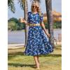 Zeagoo Womens Summer Dresses 2026 Casual Midi Dress Flowy Sundress Ruffle Short Sleeve Tiered Dresses A Line Boho Dress(Navy Floral 02)