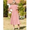 Zeagoo Womens Summer Dresses 2026 Casual Midi Dress Flowy Sundress Ruffle Short Sleeve Tiered Dresses A Line Boho Dress(Pink Dot)