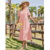 Zeagoo Womens Summer Dresses 2026 Casual Midi Dress Flowy Sundress Ruffle Short Sleeve Tiered Dresses A Line Boho Dress(Pink Dot)