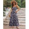 Zeagoo Womens Summer Long Dress Adjustable Spaghetti Strap Floral Casual Dress with Pockets Flowy Tiered Beach Sundress(02 Black Floral)