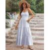 Zeagoo Womens Summer Long Dress Adjustable Spaghetti Strap Floral Casual Dress with Pockets Flowy Tiered Beach Sundress(02 Blue White Floral)