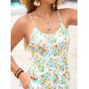 Zeagoo Womens Summer Long Dress Adjustable Spaghetti Strap Floral Casual Dress with Pockets Flowy Tiered Beach Sundress(02 Yellow Blue Floral)