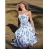 Zeagoo Womens Summer Long Dress Adjustable Spaghetti Strap Floral Casual Dress with Pockets Flowy Tiered Beach Sundress(03 Blue White Floral)