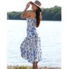Zeagoo Womens Summer Long Dress Adjustable Spaghetti Strap Floral Casual Dress with Pockets Flowy Tiered Beach Sundress(03 Blue White Floral)