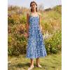 Zeagoo Womens Summer Long Dress Adjustable Spaghetti Strap Floral Casual Dress with Pockets Flowy Tiered Beach Sundress(04 Blue Floral)