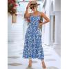 Zeagoo Womens Summer Long Dress Adjustable Spaghetti Strap Floral Casual Dress with Pockets Flowy Tiered Beach Sundress(04 Blue Floral)