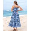 Zeagoo Womens Summer Long Dress Adjustable Spaghetti Strap Floral Casual Dress with Pockets Flowy Tiered Beach Sundress(04 Blue Floral)