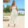 Zeagoo Womens Summer Long Dress Adjustable Spaghetti Strap Floral Casual Dress with Pockets Flowy Tiered Beach Sundress(04 Yellow Floral)