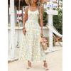 Zeagoo Womens Summer Long Dress Adjustable Spaghetti Strap Floral Casual Dress with Pockets Flowy Tiered Beach Sundress(04 Yellow Floral)
