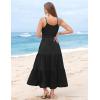 Zeagoo Womens Summer Long Dress Adjustable Spaghetti Strap Floral Casual Dress with Pockets Flowy Tiered Beach Sundress(Black)