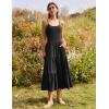 Zeagoo Womens Summer Long Dress Adjustable Spaghetti Strap Floral Casual Dress with Pockets Flowy Tiered Beach Sundress(Black)