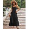 Zeagoo Womens Summer Long Dress Adjustable Spaghetti Strap Floral Casual Dress with Pockets Flowy Tiered Beach Sundress(Black)