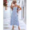 Zeagoo Womens Summer Long Dress Adjustable Spaghetti Strap Floral Casual Dress with Pockets Flowy Tiered Beach Sundress(Light Blue Floral)