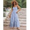 Zeagoo Womens Summer Long Dress Adjustable Spaghetti Strap Floral Casual Dress with Pockets Flowy Tiered Beach Sundress(Light Blue Floral)