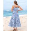 Zeagoo Womens Summer Long Dress Adjustable Spaghetti Strap Floral Casual Dress with Pockets Flowy Tiered Beach Sundress(Light Blue Floral)