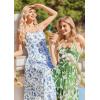 Zeagoo Womens Summer Long Dress Adjustable Spaghetti Strap Floral Casual Dress with Pockets Flowy Tiered Beach Sundress(White Blue Floral)