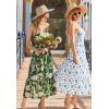Zeagoo Womens Summer Long Dress Adjustable Spaghetti Strap Floral Casual Dress with Pockets Flowy Tiered Beach Sundress(White Blue Floral)