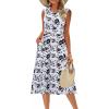 Zeagoo Women’s Summer Tank Midi Dress with Pockets Floral Sleeveless A-Line Casual Loose T-Shirt Dresses Beach Sundress 2026(Black White Floral)