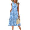Zeagoo Women’s Summer Tank Midi Dress with Pockets Floral Sleeveless A-Line Casual Loose T-Shirt Dresses Beach Sundress 2026(Blue Small Floral)