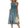 Zeagoo Women’s Summer Tank Midi Dress with Pockets Floral Sleeveless A-Line Casual Loose T-Shirt Dresses Beach Sundress 2026(Green Floral)