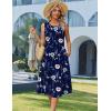 Zeagoo Women’s Summer Tank Midi Dress with Pockets Floral Sleeveless A-Line Casual Loose T-Shirt Dresses Beach Sundress 2026(Navy Floral)