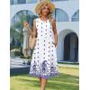 Zeagoo Women’s Summer Tank Midi Dress with Pockets Floral Sleeveless A-Line Casual Loose T-Shirt Dresses Beach Sundress 2026(White Boho Print)