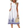 Zeagoo Women’s Summer Tank Midi Dress with Pockets Floral Sleeveless A-Line Casual Loose T-Shirt Dresses Beach Sundress 2026(White Boho Print)