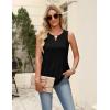 Zeagoo Women’s Summer Tank Tops 2026 Pleated V Neck Floral Loose Fit Casual Flowy Boho Tunic Sleeveless Shirts(Black)