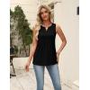 Zeagoo Women’s Summer Tank Tops 2026 Pleated V Neck Floral Loose Fit Casual Flowy Boho Tunic Sleeveless Shirts(Black)