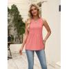 Zeagoo Women’s Summer Tank Tops 2026 Pleated V Neck Floral Loose Fit Casual Flowy Boho Tunic Sleeveless Shirts(Coral)