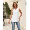 Zeagoo Women’s Summer Tank Tops 2026 Pleated V Neck Floral Loose Fit Casual Flowy Boho Tunic Sleeveless Shirts(White)