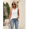 Zeagoo Women’s Summer Tank Tops 2026 Pleated V Neck Floral Loose Fit Casual Flowy Boho Tunic Sleeveless Shirts(White)