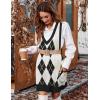 Zeagoo Womens Sweater Vest Dress Pattern Knitted Pullovers Sweaters V Neck Tank Sweater Dress with Pockets(Black Argyle)