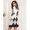 Zeagoo Womens Sweater Vest Dress Pattern Knitted Pullovers Sweaters V Neck Tank Sweater Dress with Pockets(Black Argyle)