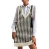Zeagoo Womens Sweater Vest Dress Pattern Knitted Pullovers Sweaters V Neck Tank Sweater Dress with Pockets(Black Houndstooth)