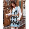 Zeagoo Womens Sweater Vest Dress Pattern Knitted Pullovers Sweaters V Neck Tank Sweater Dress with Pockets(Blue Argyle)