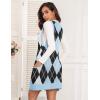 Zeagoo Womens Sweater Vest Dress Pattern Knitted Pullovers Sweaters V Neck Tank Sweater Dress with Pockets(Blue Argyle)