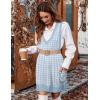 Zeagoo Womens Sweater Vest Dress Pattern Knitted Pullovers Sweaters V Neck Tank Sweater Dress with Pockets(Blue Houndstooth)
