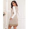 Zeagoo Womens Sweater Vest Dress Pattern Knitted Pullovers Sweaters V Neck Tank Sweater Dress with Pockets(Brown Houndstooth)