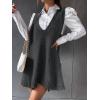 Zeagoo Womens Sweater Vest Dress Pattern Knitted Pullovers Sweaters V Neck Tank Sweater Dress with Pockets(Dark Grey)