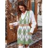 Zeagoo Womens Sweater Vest Dress Pattern Knitted Pullovers Sweaters V Neck Tank Sweater Dress with Pockets(Green Argyle)