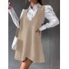 Zeagoo Womens Sweater Vest Dress Pattern Knitted Pullovers Sweaters V Neck Tank Sweater Dress with Pockets(Khaki)