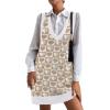 Zeagoo Womens Sweater Vest Dress Pattern Knitted Pullovers Sweaters V Neck Tank Sweater Dress with Pockets(Khaki Heart)