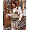 Zeagoo Womens Sweater Vest Dress Pattern Knitted Pullovers Sweaters V Neck Tank Sweater Dress with Pockets(Khaki Stripe)