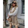Zeagoo Womens Sweater Vest Dress Pattern Knitted Pullovers Sweaters V Neck Tank Sweater Dress with Pockets(Khaki Stripe)