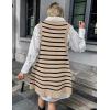 Zeagoo Womens Sweater Vest Dress Pattern Knitted Pullovers Sweaters V Neck Tank Sweater Dress with Pockets(Khaki Stripe)