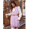 Zeagoo Womens Sweater Vest Dress Pattern Knitted Pullovers Sweaters V Neck Tank Sweater Dress with Pockets(Purple Houndstooth)